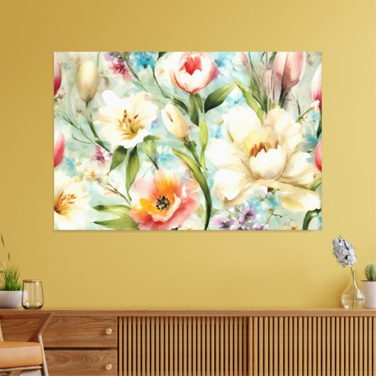 Lente Bloemen in de stijl van het impressionisme Canvas Afdruk (Insitu (Woonkamer))