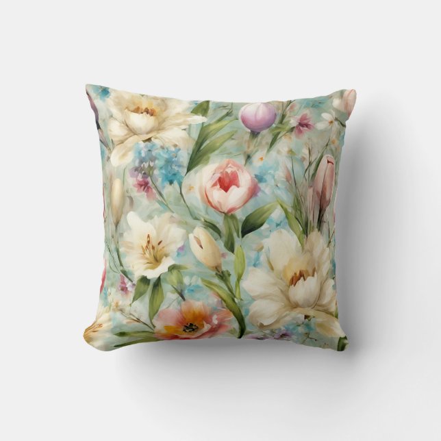 Lente Bloemen in de stijl van het impressionisme Kussen (Voorkant)