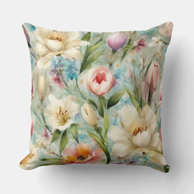 Lente Bloemen in de stijl van het impressionisme Kussen (Voorkant)