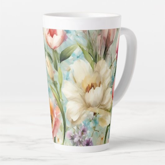 Lente Bloemen in de stijl van het impressionisme Latte Mok (Rechterhoek)