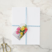 Lente bloemen in mand driehoek sticker cadeaulabel (Met Touw)
