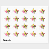 Lente bloemen in mand ster sticker (Vel)