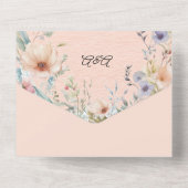 Lente bloemen in perzik blauw en roze all in one uitnodiging (Achterkant)