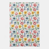 Lente bloemen in roze blauw en geel theedoek (Verticaal)