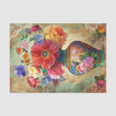 LENTE BLOEMEN IN VAAS DECOUPAGE TISSUEPAPIER (Voorkant)