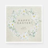 Lente Bloemen in Witte Bloemen Krans Party Servet (Voorkant)