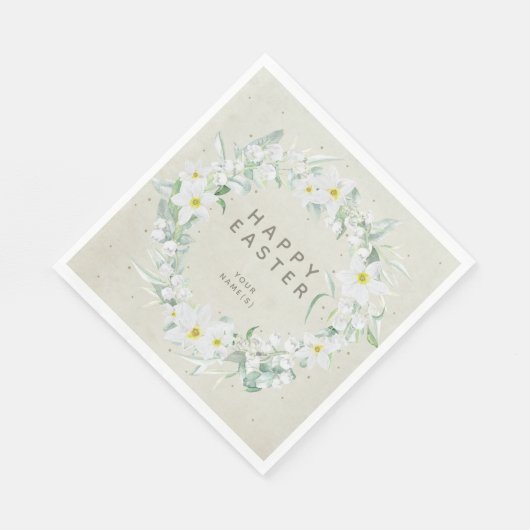 Lente Bloemen in Witte Bloemen Krans Party Servet (Hoek)