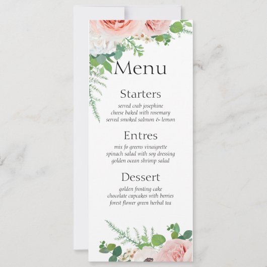 Lente bloemen ingesteld op 19 menukaart kaart (Voorkant)