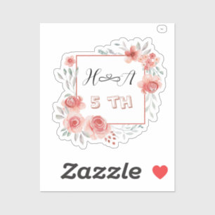 Lente Bloemen Jubileum Elegante Moderne Bruiloft Sticker
