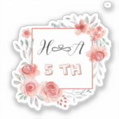 Lente Bloemen Jubileum | Elegante Moderne Bruiloft Sticker (Voorkant)
