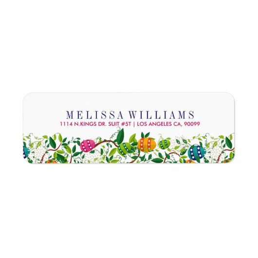 Lente Bloemen & Kleurrijke Paaseieren Etiket (Voorkant)