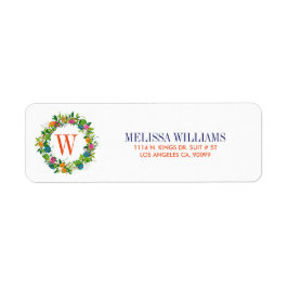 Lente Bloemen & Kleurrijke Paaseieren krans Etiket