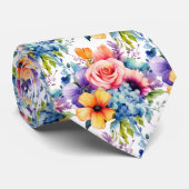 Lente Bloemen Kleurrijke Regenboog Waterverf Bloem Stropdas (Opgerold)