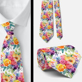 Lente Bloemen Kleurrijke Regenboog Waterverf Bloem Stropdas