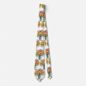 Lente Bloemen Kleurrijke Regenboog Waterverf Bloem Stropdas (Voorkant)