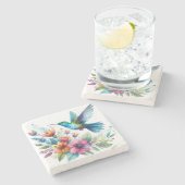 Lente Bloemen Kolibrie Stenen Onderzetter (Zijkant)