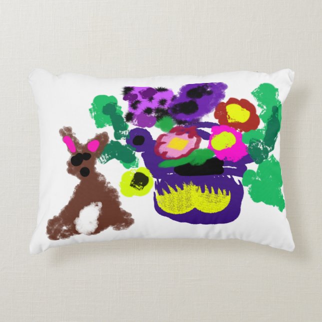 Lente bloemen Konijn vreugde Accent Kussen (Voorkant)
