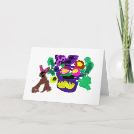 Lente bloemen Konijn vreugde Kaart