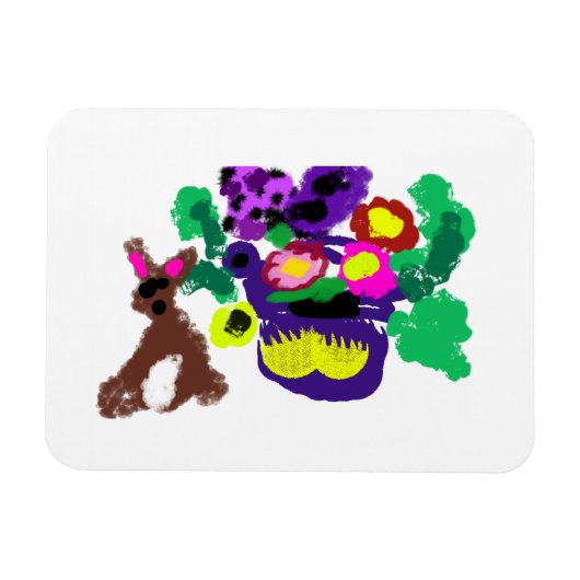 Lente bloemen Konijn vreugde Magneet (Horizontaal)