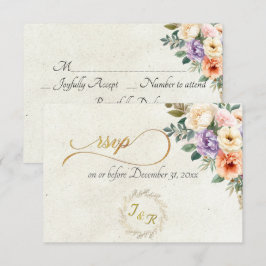 Lente Bloemen & Krans - Crème RSVP Kaartje