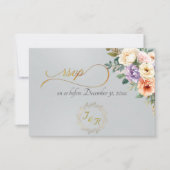Lente Bloemen & Krans - Zilver RSVP Kaartje (Voorkant)
