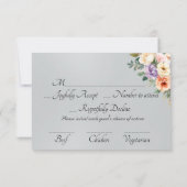 Lente Bloemen & Krans - Zilver RSVP Kaartje (Achterkant)