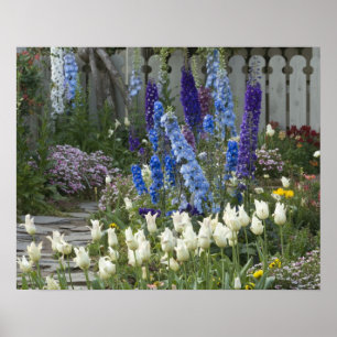 Lente bloemen langs een tuinpad, Georgia Poster