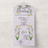 Lente Bloemen Lavendel Daffodils Krokus All In One Uitnodiging (Binnen)