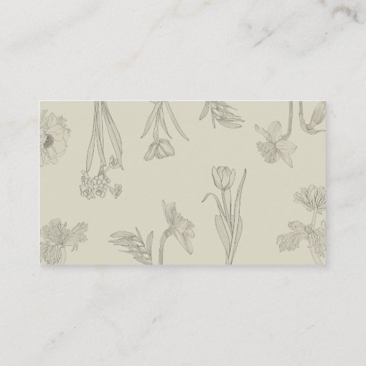 Lente bloemen lijn illustratie. advieskaart (Achterkant)