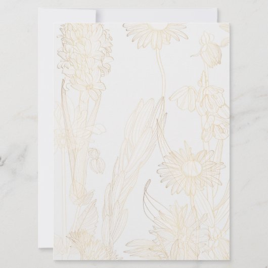 Lente bloemen lijn kunst. save the date (Achterkant)