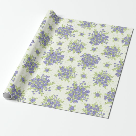 Lente Bloemen Lila Paarse Bloemen Cadeaupapier (Uitgerold)