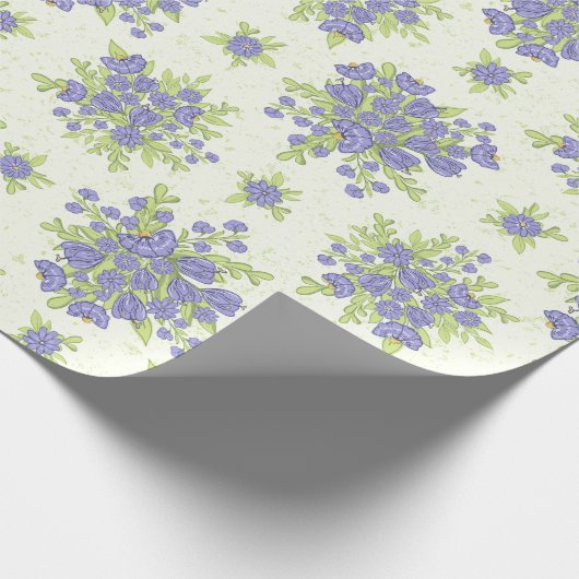 Lente Bloemen Lila Paarse Bloemen Cadeaupapier (Hoek)