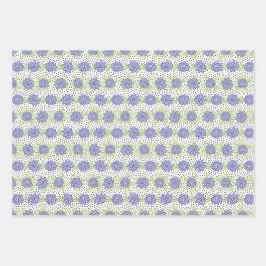 Lente Bloemen Lila Paarse Bloemen Inpakpapier Vel (Voorkant 3)