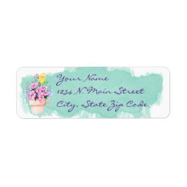 Lente Bloemen Met Een Gele Vogel Etiket