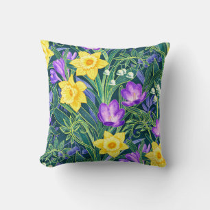 Lente Bloemen met narcissen en krokusbloemen Kussen