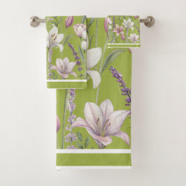 Lente Bloemen met Weidegroene Achtergrond Bad Handdoek