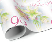 Lente bloemen moeder 90e verjaardag omslag cadeaupapier (Rol Hoek)