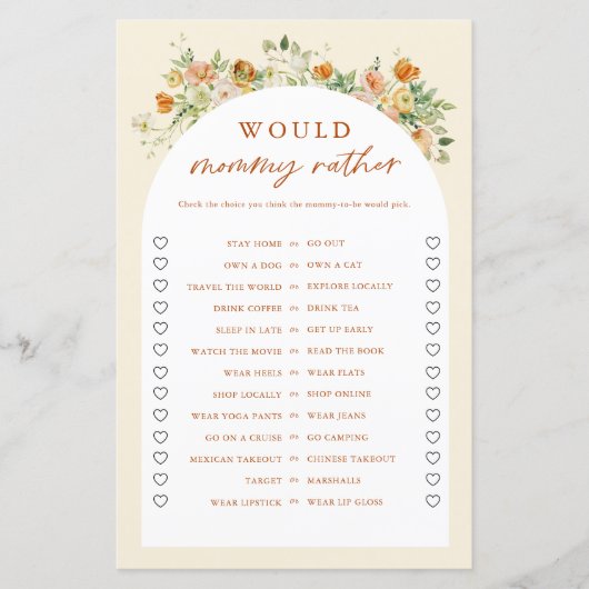 Lente Bloemen Moeder Liever Baby Shower Spel (Voorkant)