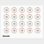 Lente Bloemen Monogram Ronde Sticker (Vel)
