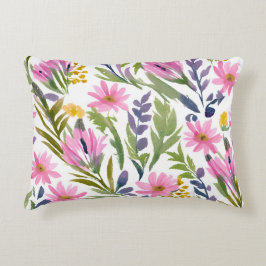 Lente Bloemen | Mooie Pastel Bloemige Waterverf Accent Kussen