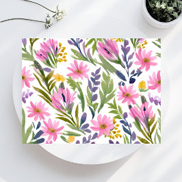 Lente Bloemen | Mooie Pastel Bloemige Waterverf Briefkaart