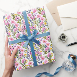 Lente Bloemen | Mooie Pastel Bloemige Waterverf Cadeaupapier