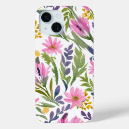 Lente Bloemen | Mooie Pastel Bloemige Waterverf iPhone 15 Case
