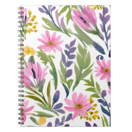 Lente Bloemen | Mooie Pastel Bloemige Waterverf Notitieboek