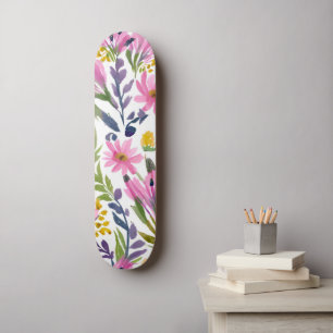Lente Bloemen   Mooie Pastel Bloemige Waterverf Persoonlijk Skateboard