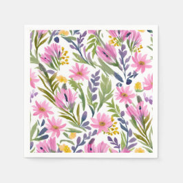 Lente Bloemen | Mooie Pastel Bloemige Waterverf Servet