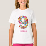 Lente bloemen nummer negende meisje negende verjaa t-shirt<br><div class="desc">Een originele illustratie en ontwerp van grillige en kleurrijke lente bloemen tuin in grote bloemennummer 9 voor elk meisje dat haar 9e / negende verjaardag viert. Dit ontwerp is geweldig voor een kind tuin of outdoor thema verjaardagsfeestje. De basisachtergrond kan worden gewijzigd in elke gewenste kleur. Alle tekst kan worden...</div>