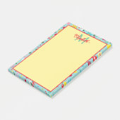 Lente Bloemen op Aqua Blauwe Monogram Post-it® Notes (Schuin)