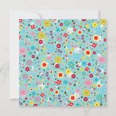 Lente Bloemen op Aqua Blue Monogram Notitiekaartje (Achterkant)