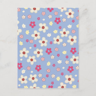 lente bloemen op blauwe achtergrond briefkaart
